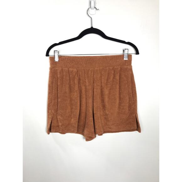 Marine Layer Set Women's Terry Out Resort Top Shorts Brown Casual Relaxed Vaca - Picture 6 of 16